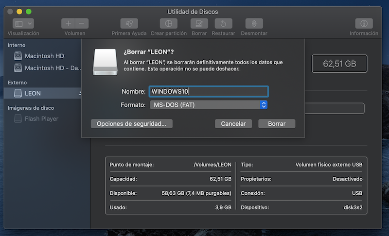 Crear USB booteable en mac
